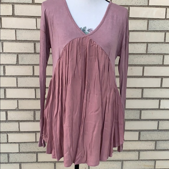MAUVE BABYDOLL STRAP DESIGN FLOWY TUNIC TOP - Picture 4 of 9